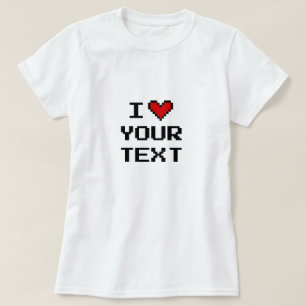 Digitaal i hart pixel ontwerp t shirt voor vrouwen