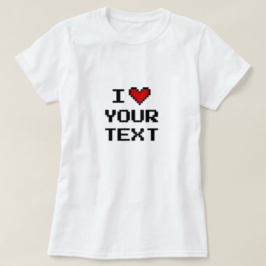 Digitaal i hart pixel ontwerp t shirt voor vrouwen (Design voorkant)