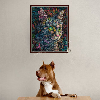 Digitaal kat-wand, prachtig Calico-kat-portret Poster