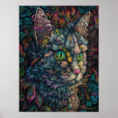 Digitaal kat-wand, prachtig Calico-kat-portret Poster (Voorkant)