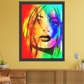 Digitaal Kleurrijk Abstract Portret-verloren Meisj Canvas Afdruk (Insitu (Woonkamer))