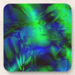 Digitaal kunstblauw en groen Abstract patroon Drankjes Onderzetter