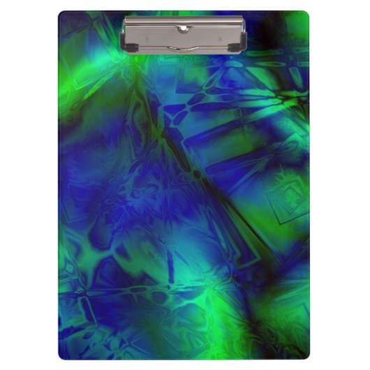 Digitaal kunstblauw en groen Abstract patroon Klembord (Voorkant)