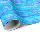 Digitaal kunstblauw en Paarse golven Abstract Cadeaupapier (Rol Hoek)