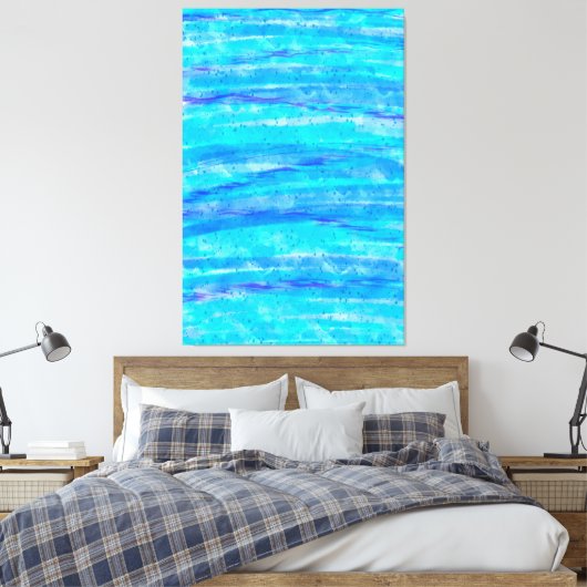 Digitaal kunstblauw en Paarse golven Abstract Canvas Afdruk (Insitu (Slaapkamer))