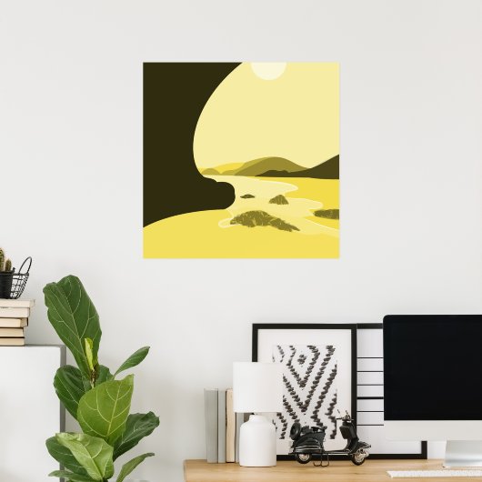Digitaal kunstgeel strand Poster (Thuiskantoor)