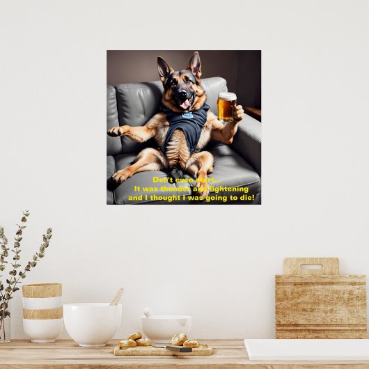 Digitaal Kunstportret, Duitse Shepard Meme Grappig Poster (Keuken)