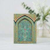 Digitaal kunststuk op basis van perzische gepantse briefkaart (Staand voorkant)