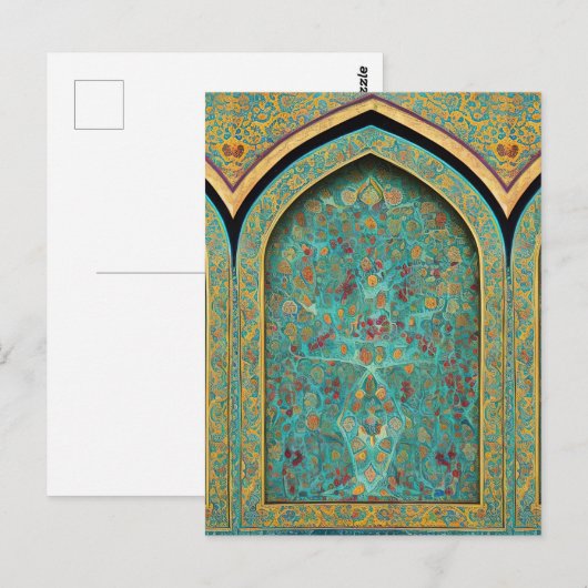 Digitaal kunststuk op basis van perzische gepantse briefkaart (Voorkant / Achterkant)