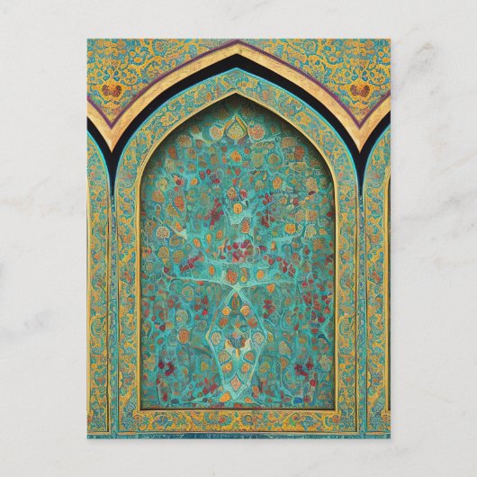 Digitaal kunststuk op basis van perzische gepantse briefkaart (Voorkant)