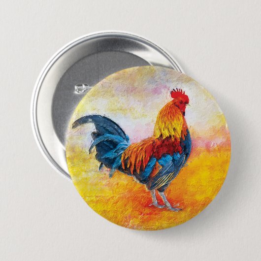 Digitaal kunstwerk met kleurrijke rooster ronde button 7,6 cm (Voorkant /achterkant)