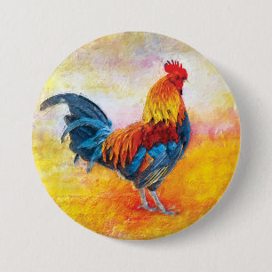 Digitaal kunstwerk met kleurrijke rooster ronde button 7,6 cm
