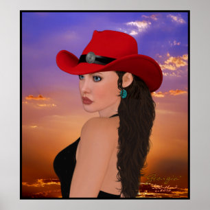 Digitaal kunstwerk Western Cowgirl Print