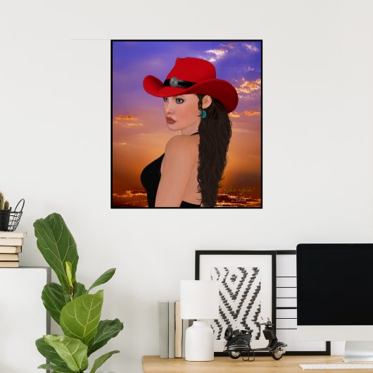 Digitaal kunstwerk Western Cowgirl Print (Thuiskantoor)