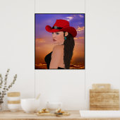 Digitaal kunstwerk Western Cowgirl Print (Keuken)