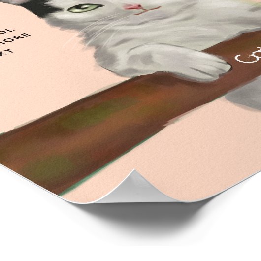 Digitaal laag kleeflaag voor zwart en wit kat poster (Hoek)