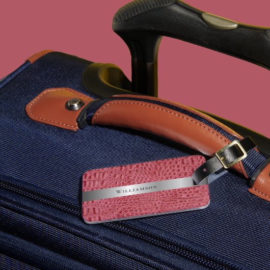 Digitaal leder Reptiel Roos Roze Bagagelabel