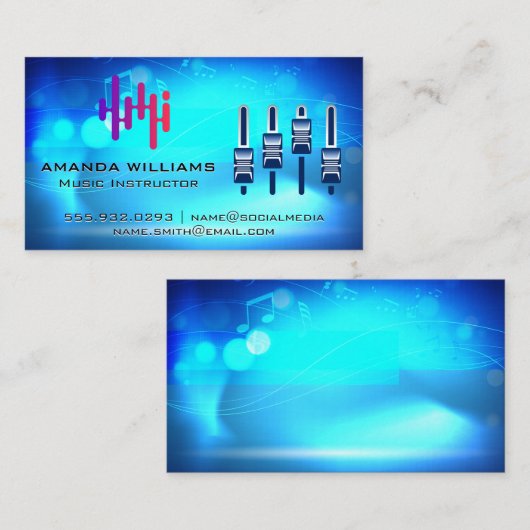 Digitaal Logo | Mixer | Muziek Achtergrond Visitekaartje (Voorkant / Achterkant)