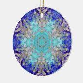 Digitaal Mandala Blauw Paarse en Wit Keramisch Ornament (Links)