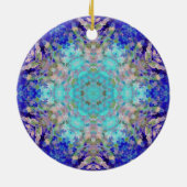 Digitaal Mandala Blauw Paarse en Wit Keramisch Ornament (Achterkant)