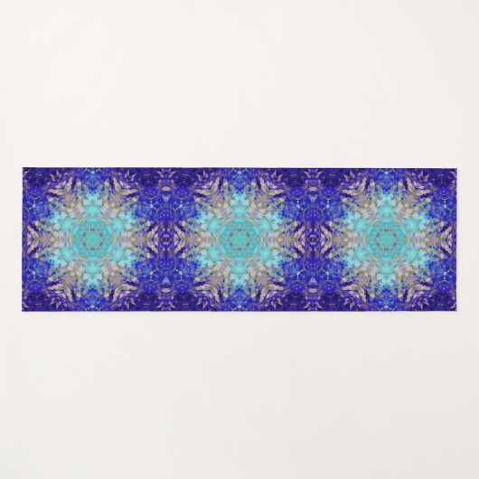 Digitaal Mandala Blauw Paarse en Wit Yogamat (Voorkant (horizontaal))