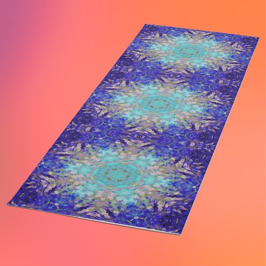 Digitaal Mandala Blauw Paarse en Wit Yogamat