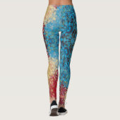 Digitaal Mandala Blauw Rood en Geel Leggings (Achterkant)