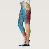Digitaal Mandala Blauw Rood en Geel Leggings (Links)