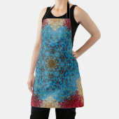 Digitaal Mandala Blauw Rood en Geel Schort (Insitu)