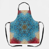 Digitaal Mandala Blauw Rood en Geel Schort (Voorkant)