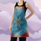 Digitaal Mandala Blauw Rood en Geel Schort