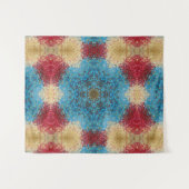 Digitaal Mandala Blauw Rood en Geel Wandkleed (Voorkant (horizontaal))