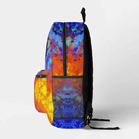 Digitaal Mandala Blauw Sinaasappel en Geel Bedrukte Rugzak (Rechts)