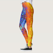 Digitaal Mandala Blauw Sinaasappel en Geel Leggings (Links)