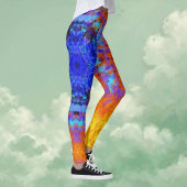 Digitaal Mandala Blauw Sinaasappel en Geel Leggings