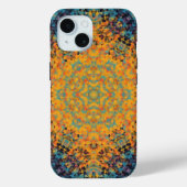 Digitaal Mandala Geel Blauw en Rood Case-Mate iPhone Case (Achterkant)