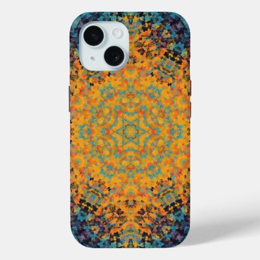 Digitaal Mandala Geel Blauw en Rood Case-Mate iPhone Case (Achterkant)