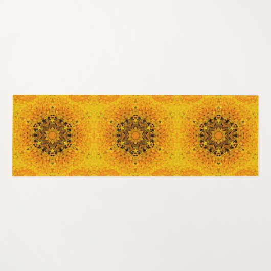 Digitaal Mandala Geel en Zwart Yogamat (Voorkant (horizontaal))