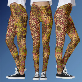 Digitaal Mandala Geel Rood en Paars Leggings