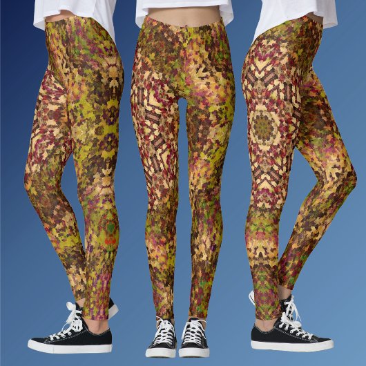 Digitaal Mandala Geel Rood en Paars Leggings