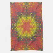 Digitaal Mandala Geel Rood en Zwart Theedoek (Verticaal)