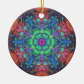 Digitaal Mandala Groen Blauw Sinaasappel en Roze Keramisch Ornament (Voorkant)