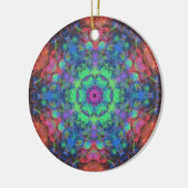 Digitaal Mandala Groen Blauw Sinaasappel en Roze Keramisch Ornament (Links)