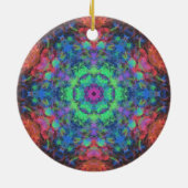 Digitaal Mandala Groen Blauw Sinaasappel en Roze Keramisch Ornament (Achterkant)
