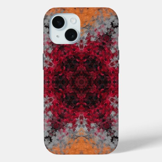 Digitaal Mandala Rood Sinaasappel en Blauw Case-Mate iPhone Case (Achterkant)