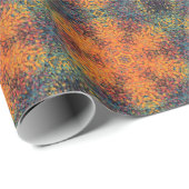 Digitaal Mandala Sinaasappel Blauw en Geel Cadeaupapier (Rol Hoek)