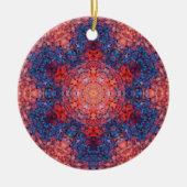 Digitaal Mandala Sinaasappel Blauw en Rood Keramisch Ornament (Voorkant)