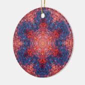 Digitaal Mandala Sinaasappel Blauw en Rood Keramisch Ornament (Links)