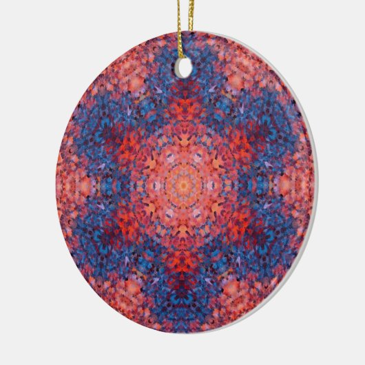 Digitaal Mandala Sinaasappel Blauw en Rood Keramisch Ornament (Links)