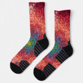 Digitaal Mandala Sinaasappel Blauw en Rood Sokken (Links)